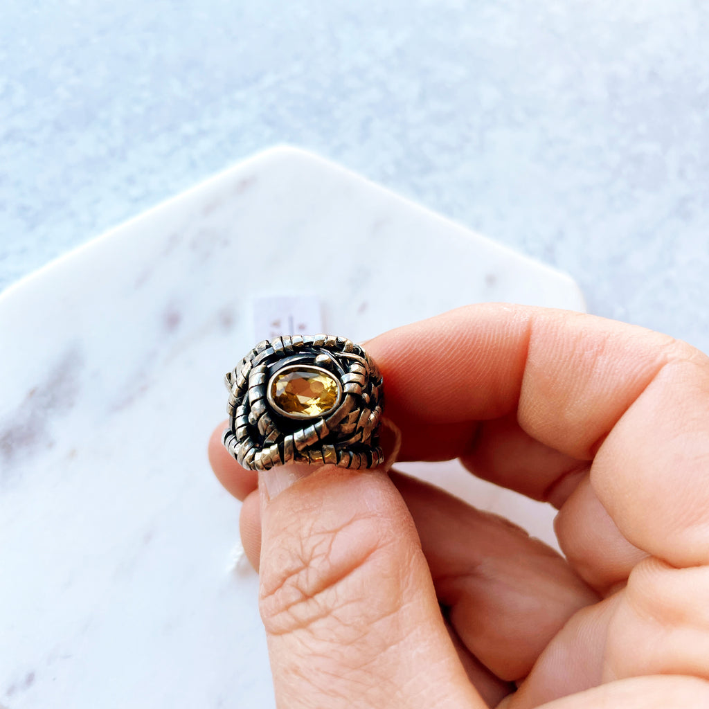 Faceted Citrine Silver Ring-Ring-Betina Roza