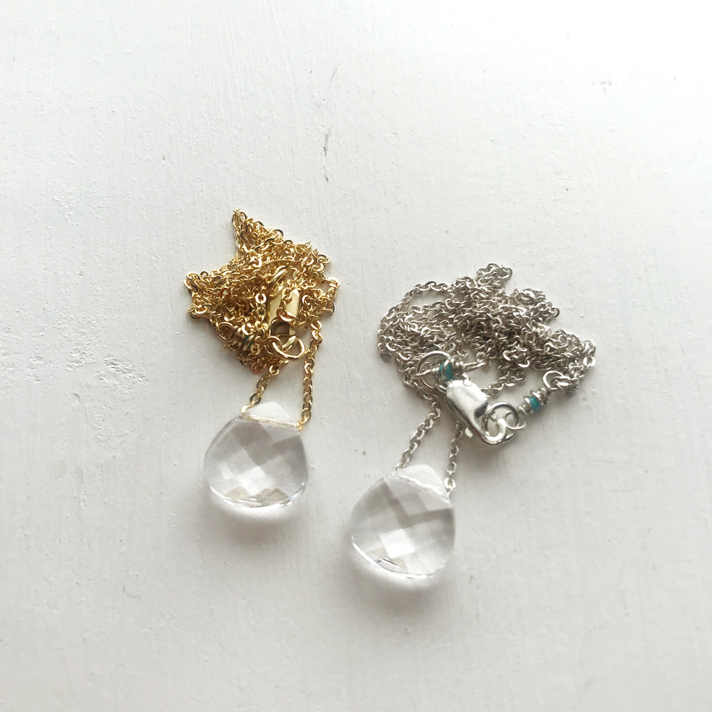 Teardrop Crystal Necklace- Crystal Clear-Necklace-Betina Roza