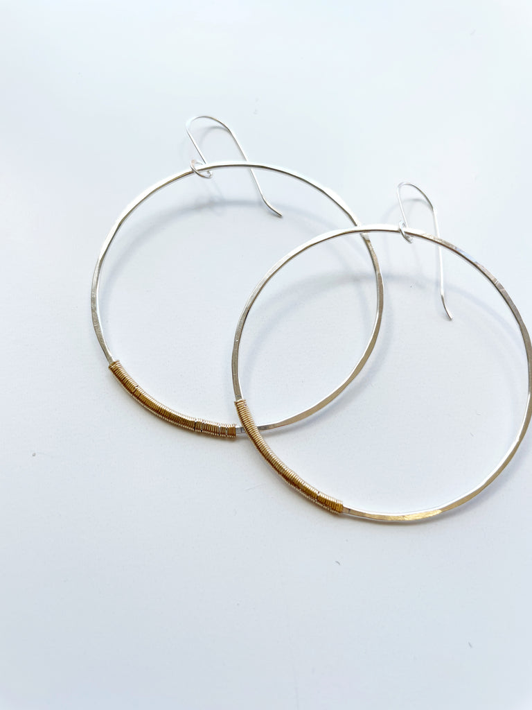 Simply Silver Hammered Hoop Earrings-Earrings-Betina Roza