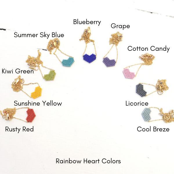 Rainbow Beaded Heart Corazon Necklace-Betina Roza