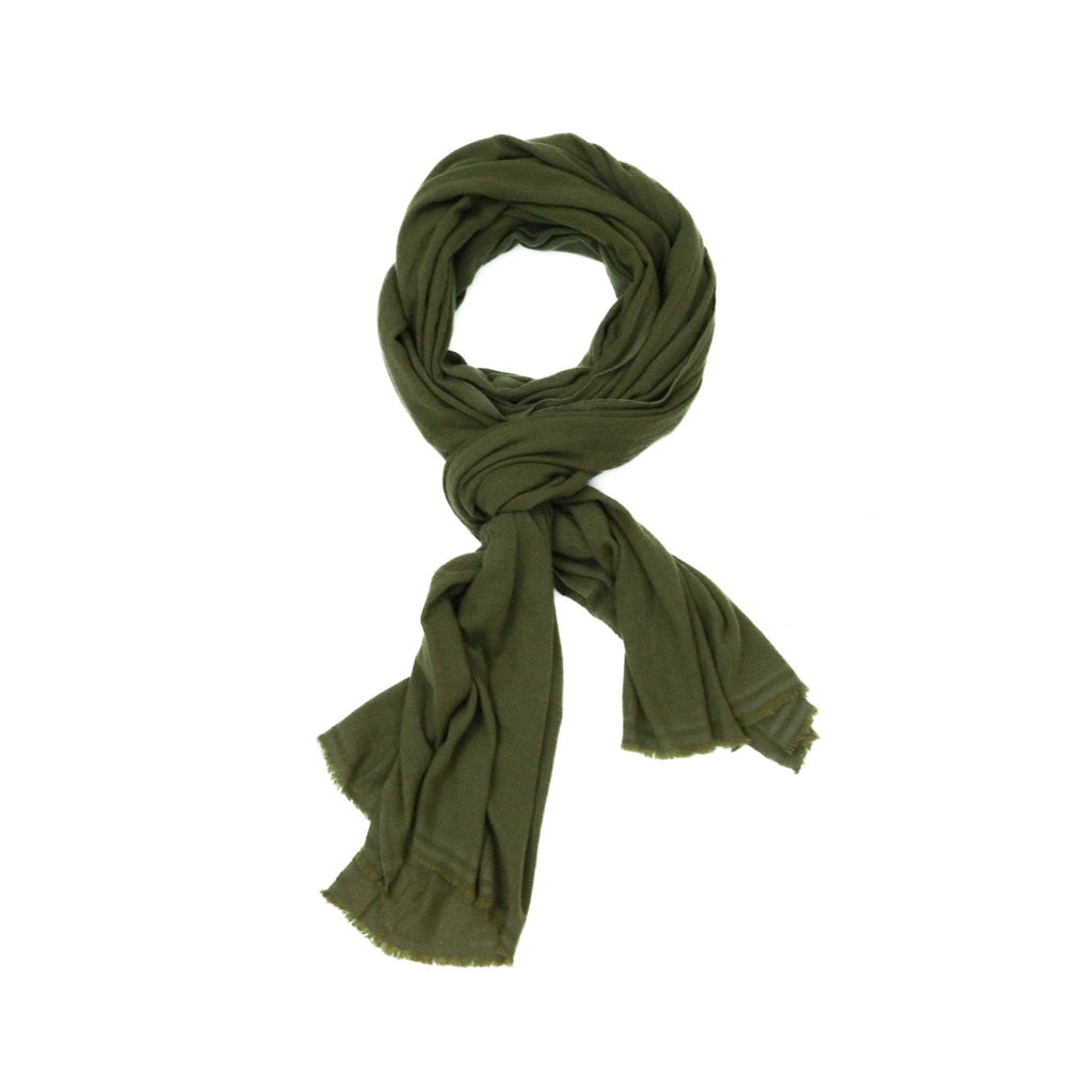Fern Olive Green 100% Cashmere Scarf-Betina Roza