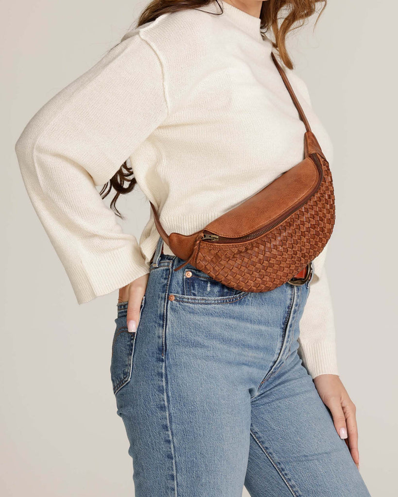 Hanna | Woven Leather Belt Bag-Betina Roza