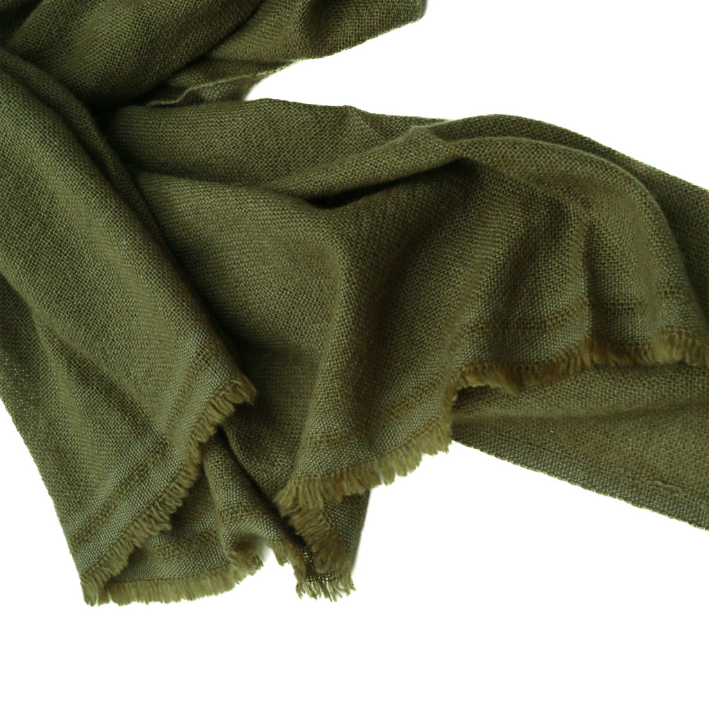 Fern Olive Green 100% Cashmere Scarf-Betina Roza