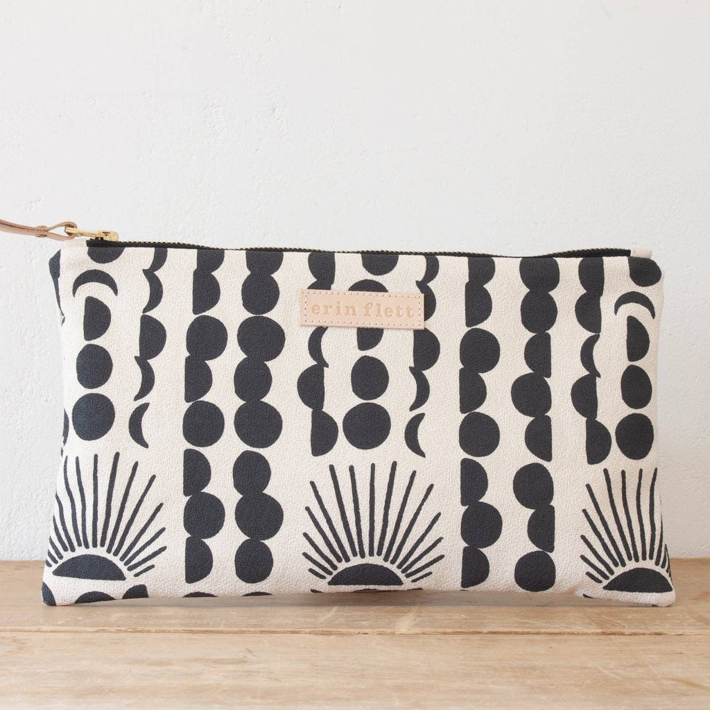 SUN + MOON CLUTCH in worn black-Betina Roza