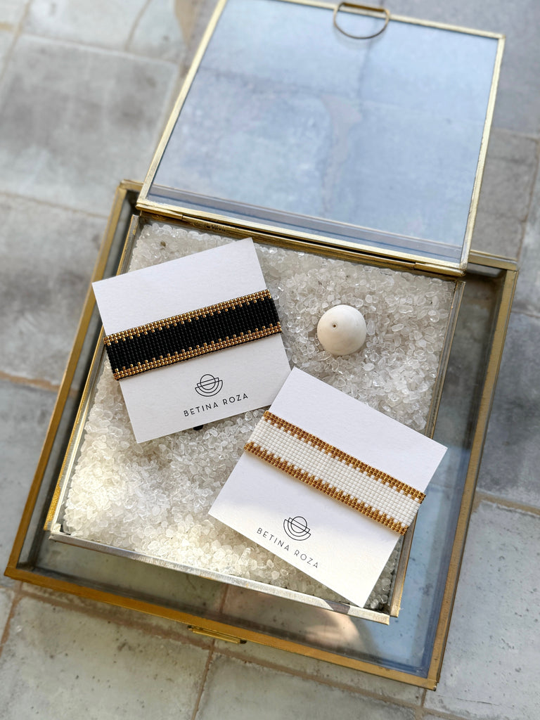 Golden Edge Woven Bead Cuff Bracelet-Bracelet-Betina Roza