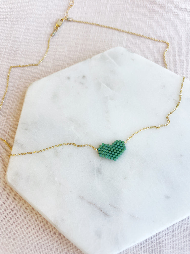 The Beaded Heart Necklace // Blues-Necklace-Betina Roza