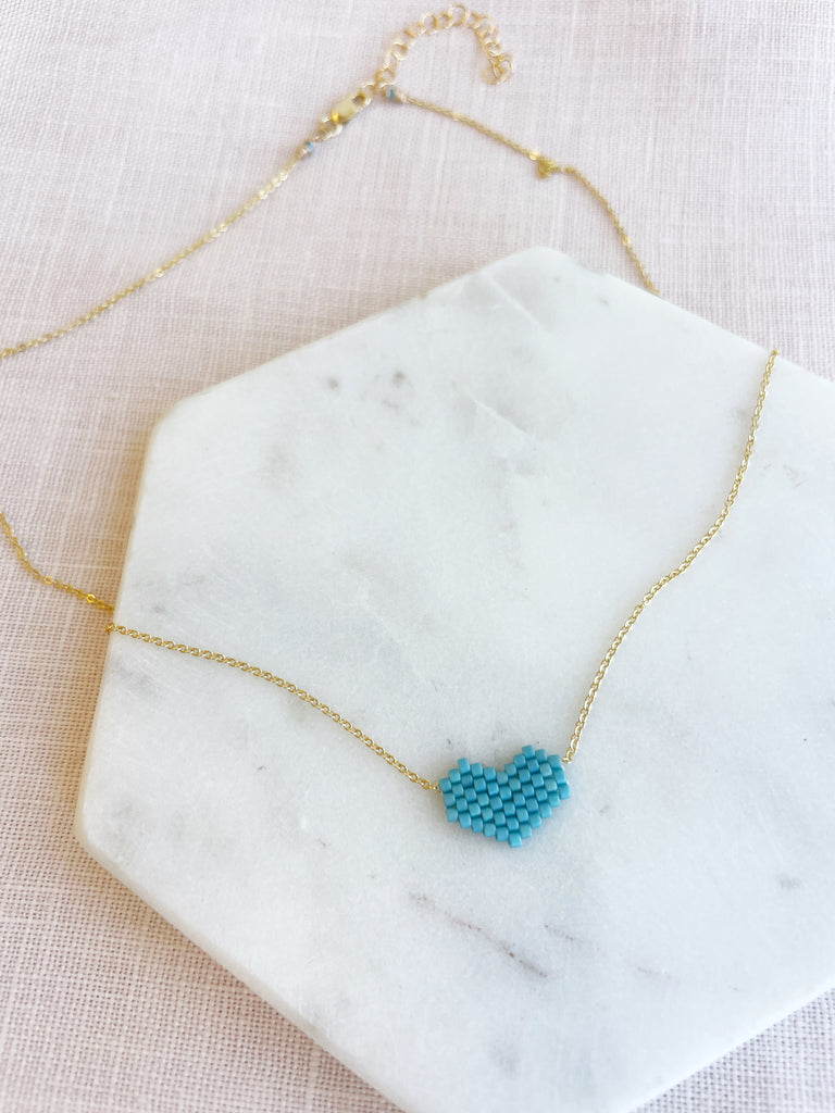 The Beaded Heart Necklace // Blues-Necklace-Betina Roza