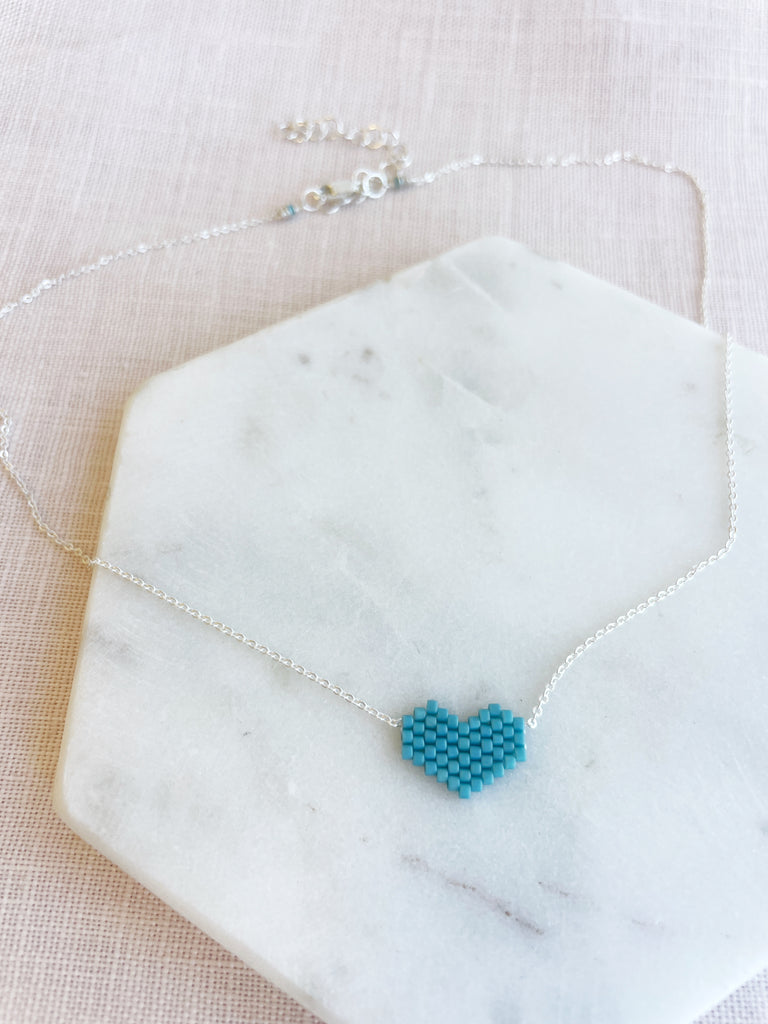 The Beaded Heart Necklace // Blues-Necklace-Betina Roza