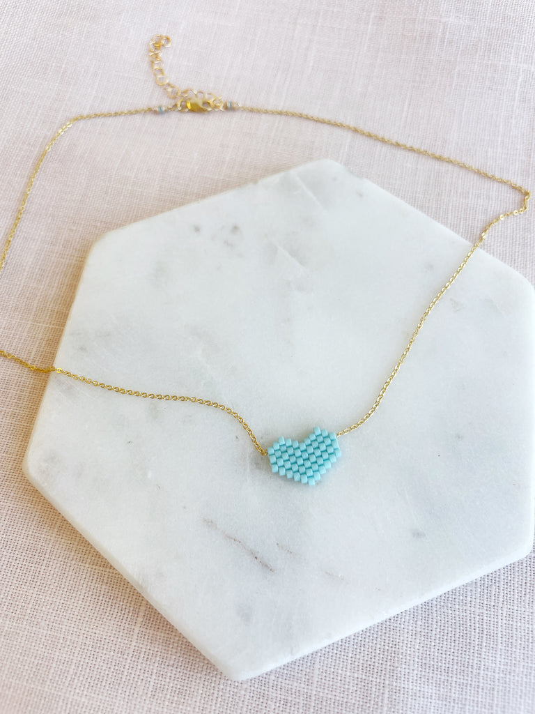 The Beaded Heart Necklace // Blues-Necklace-Betina Roza