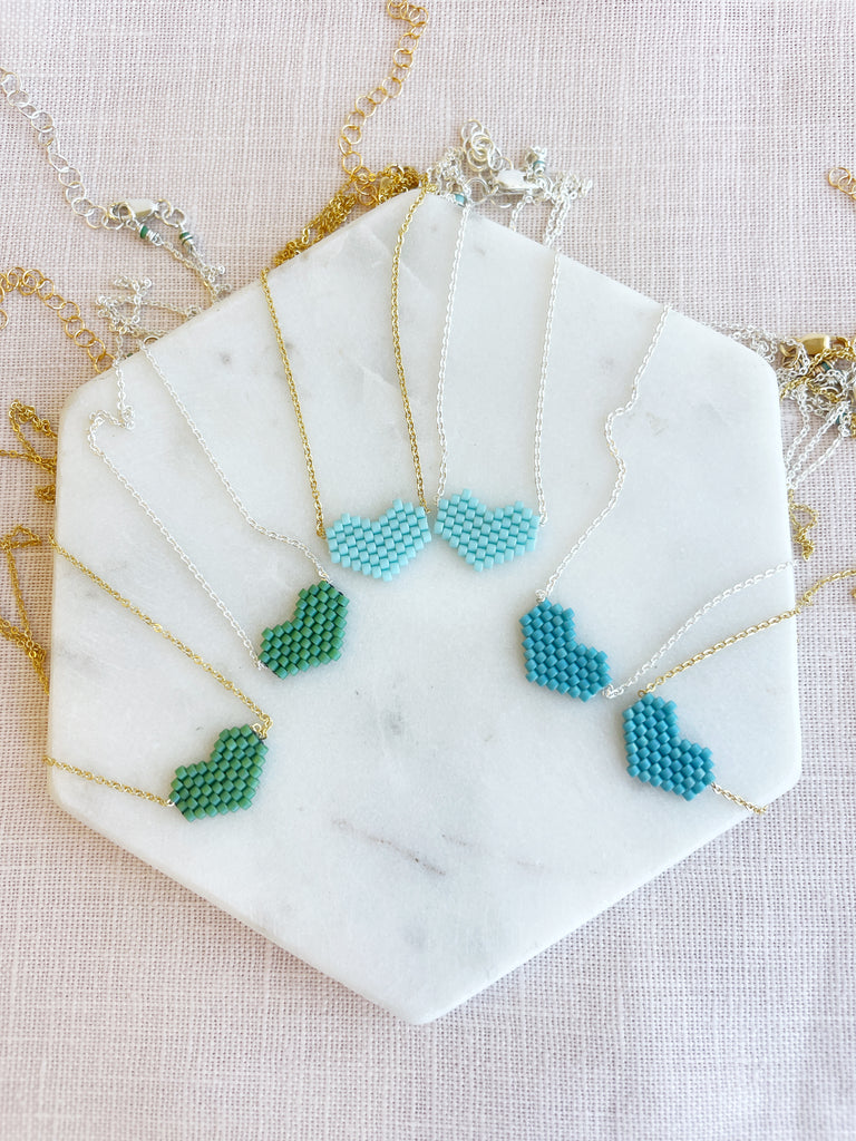 The Beaded Heart Necklace // Blues-Necklace-Betina Roza