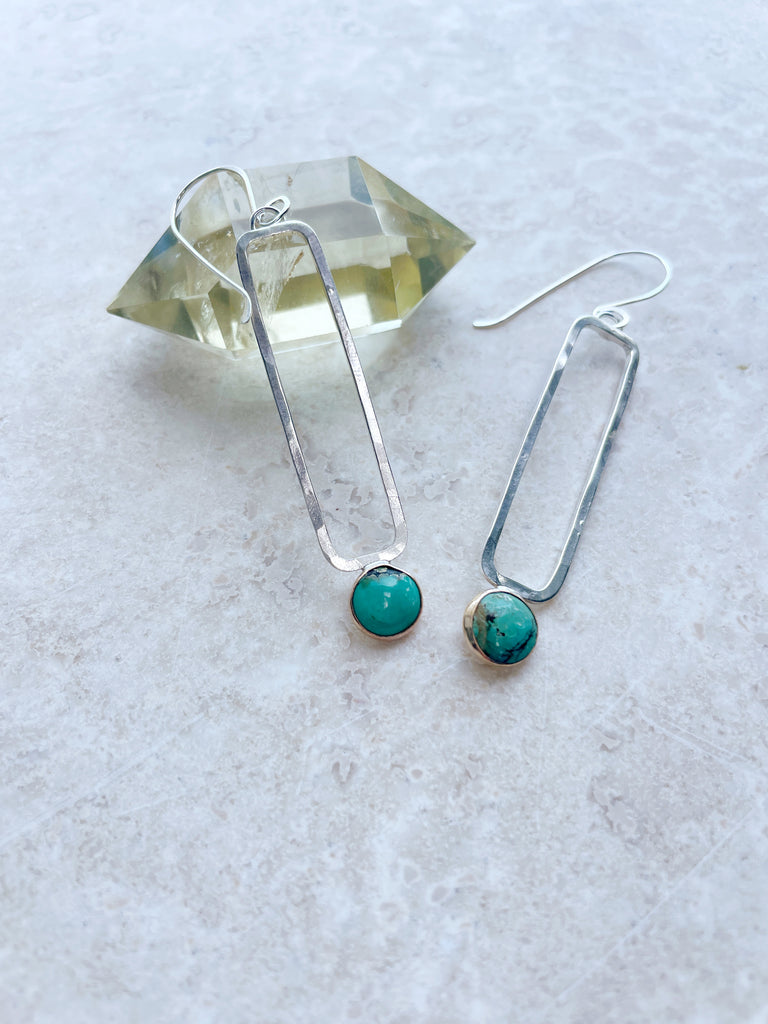 Turquoise Rectangle Earrings-Earrings-Betina Roza