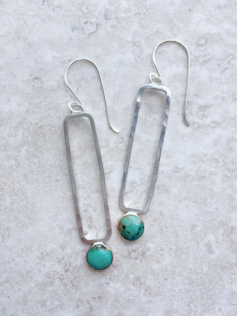 Turquoise Rectangle Earrings-Earrings-Betina Roza