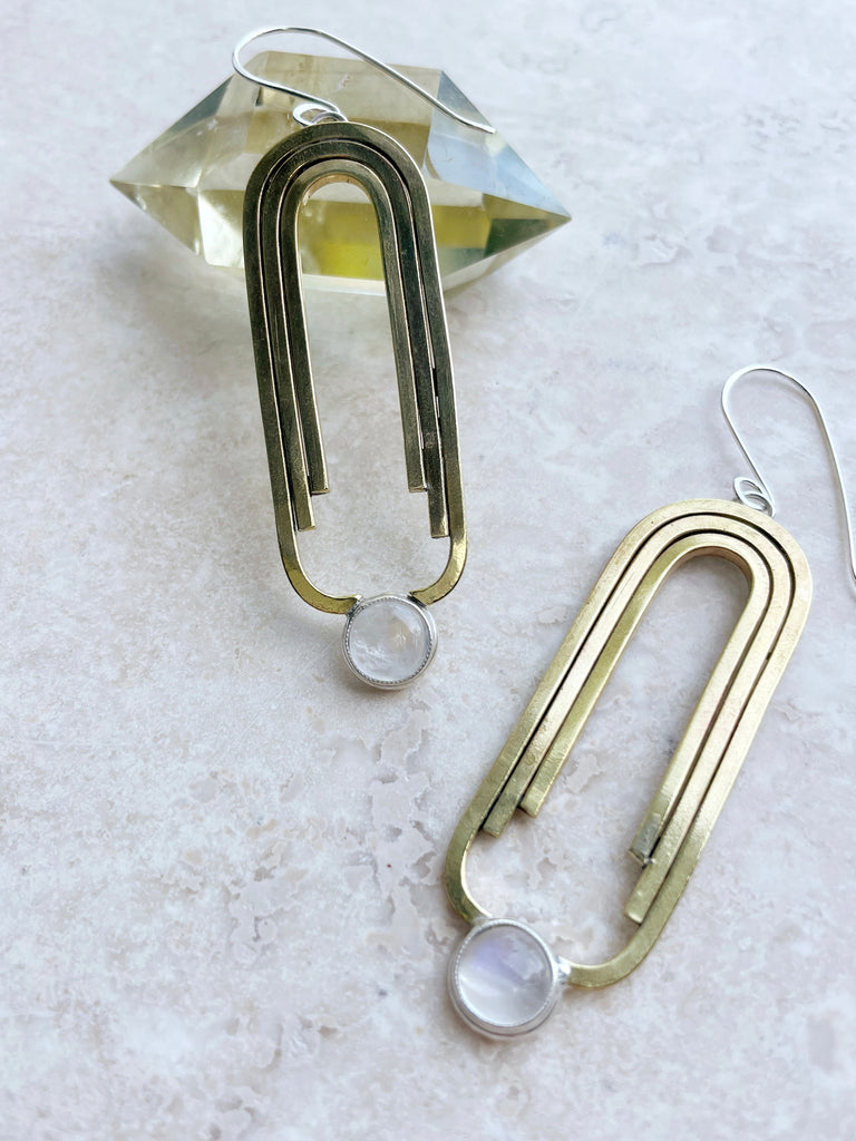 Moonstone Deco Earrings-Earrings-Betina Roza