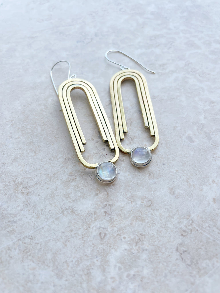 Moonstone Deco Earrings-Earrings-Betina Roza