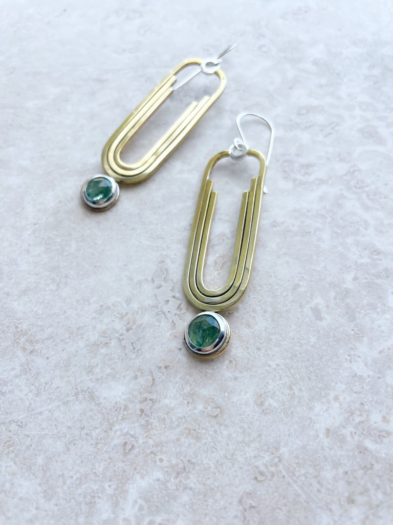Green Kyanite Deco Earrings-Earrings-Betina Roza