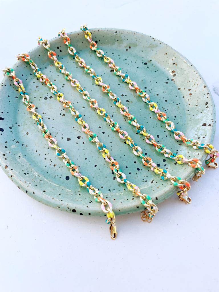Colorful Enamel Chain Bracelet-Bracelet-Betina Roza