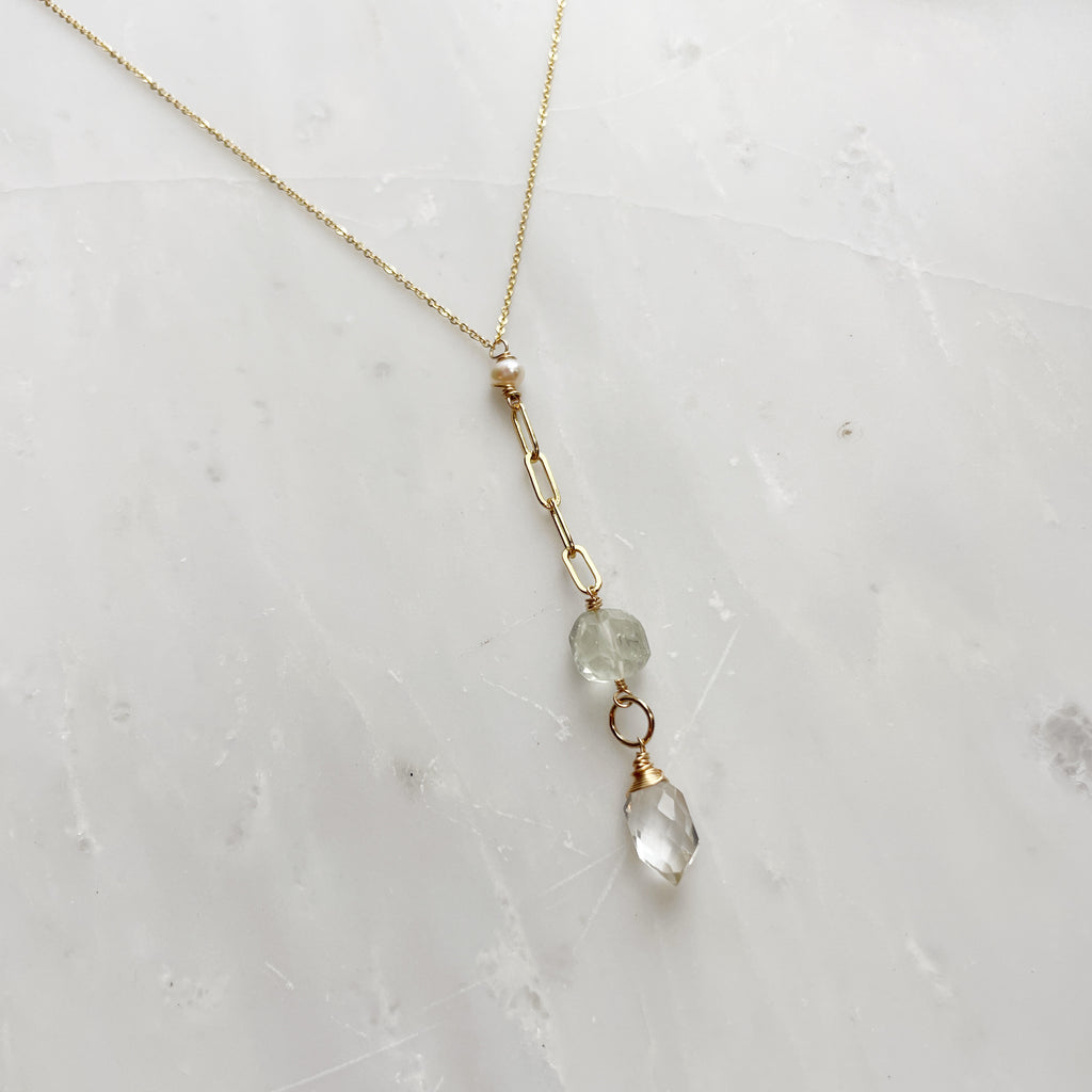 Green Quartz Lariat Necklace-Necklace-Betina Roza