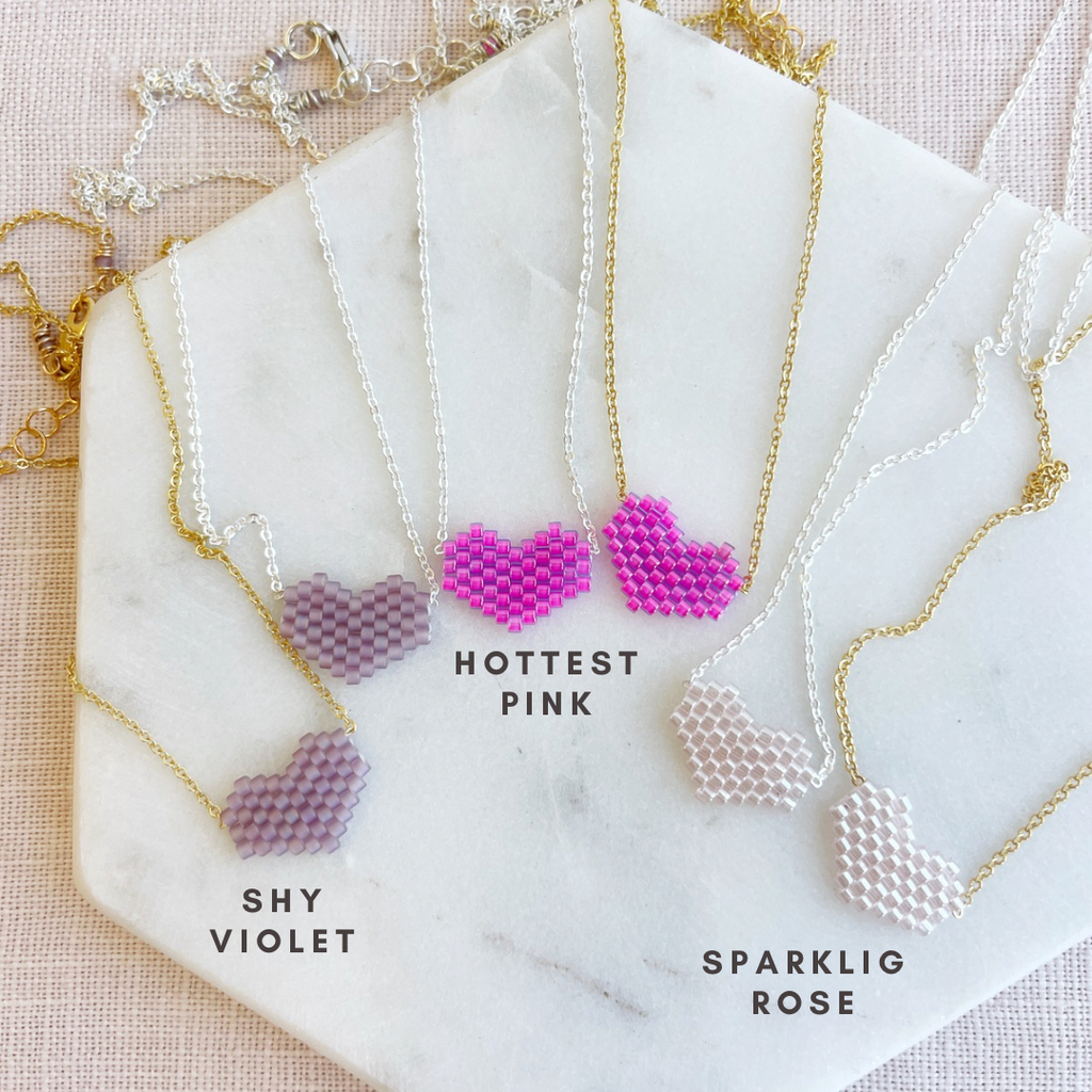 The Beaded Heart Necklace // Pinks-Necklace-Betina Roza