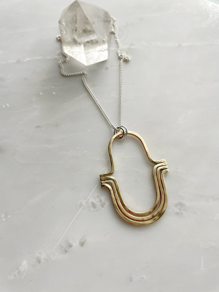 Brass Nouveau Pendant Necklace-Necklace-Betina Roza