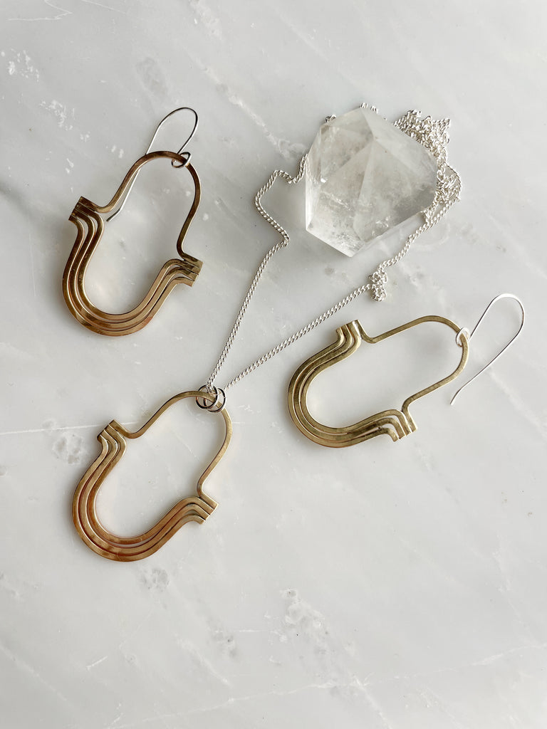 Brass Nouveau Earrings-Earrings-Betina Roza