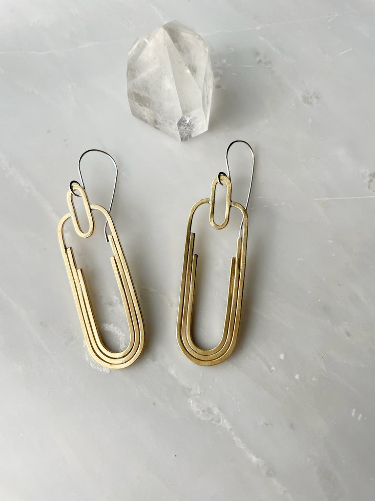 Deco Earrings in Brass-Earrings-Betina Roza