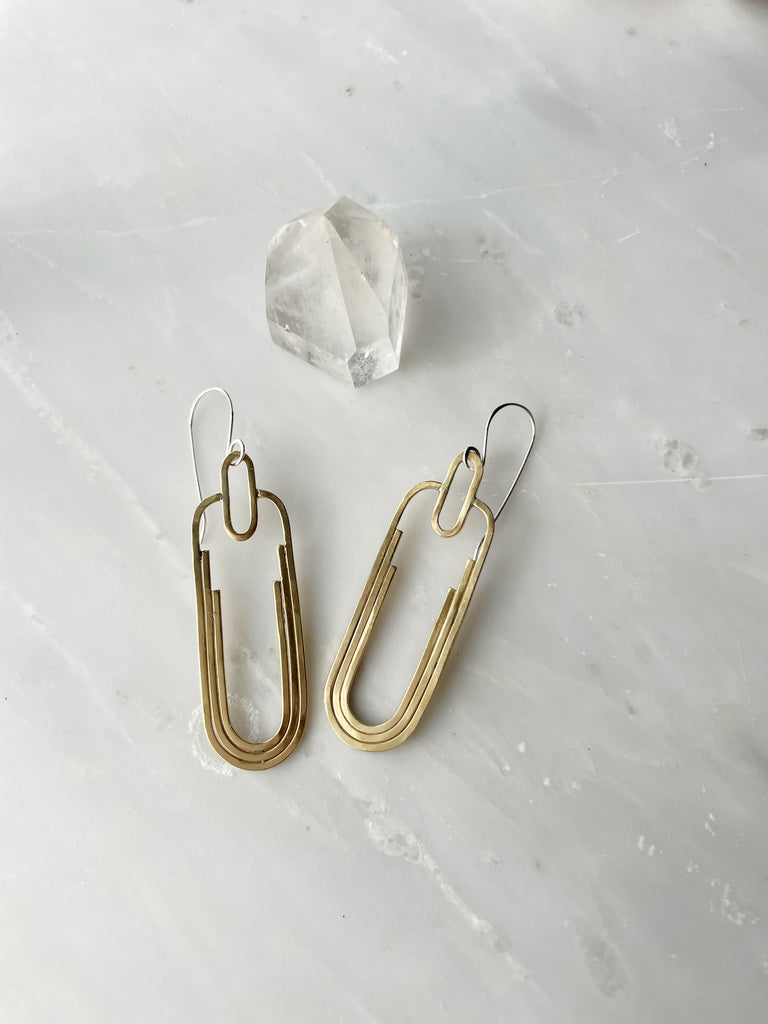 Deco Earrings in Brass-Earrings-Betina Roza
