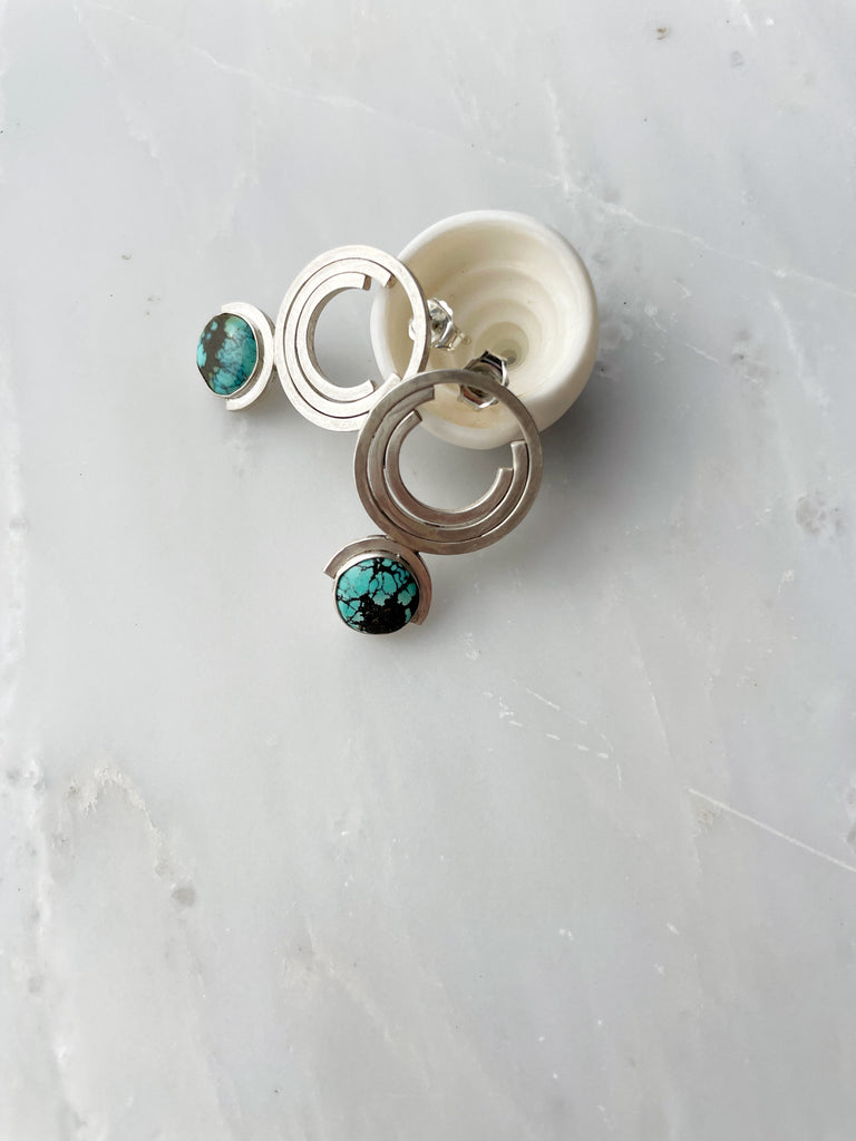 Turquoise Geometric Studs-Earrings-Betina Roza