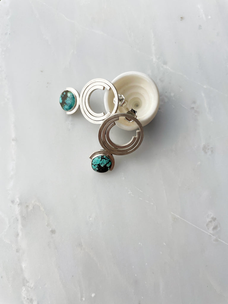 Turquoise Geometric Studs-Earrings-Betina Roza