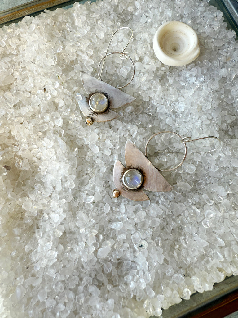 Moonstone Dark Lilith Earrings-Betina Roza