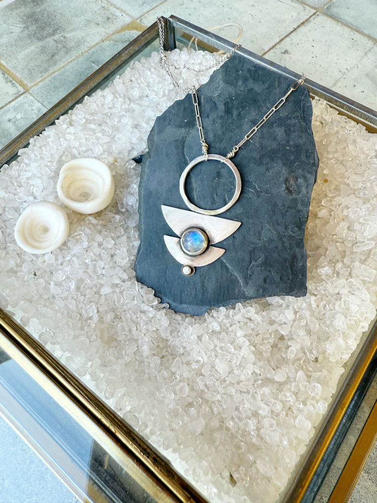 Black Moon Lilith Moonstone Pendant-Betina Roza