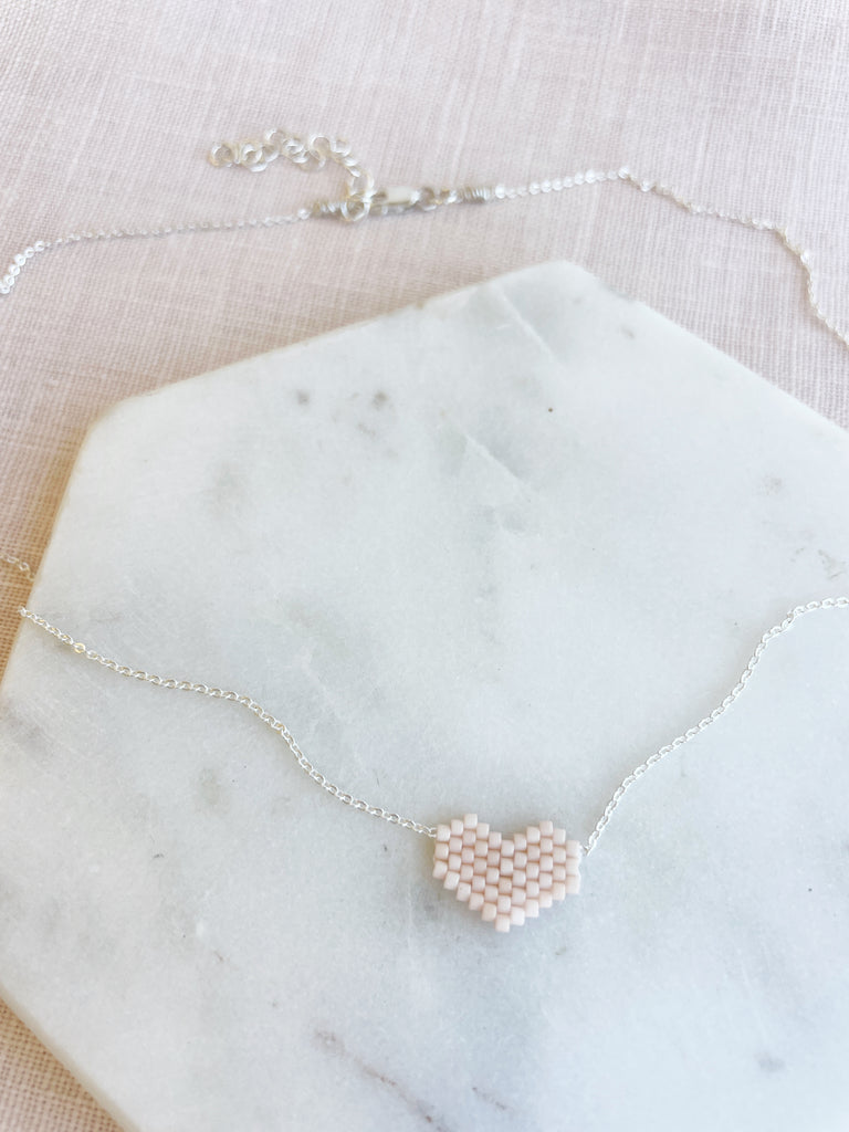 The Beaded Heart Necklace // Neutrals-Necklace-Betina Roza