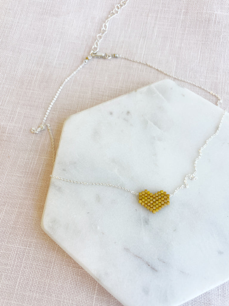 The Beaded Heart Necklace // Neutrals-Necklace-Betina Roza