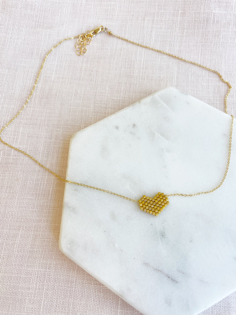 The Beaded Heart Necklace // Neutrals-Necklace-Betina Roza