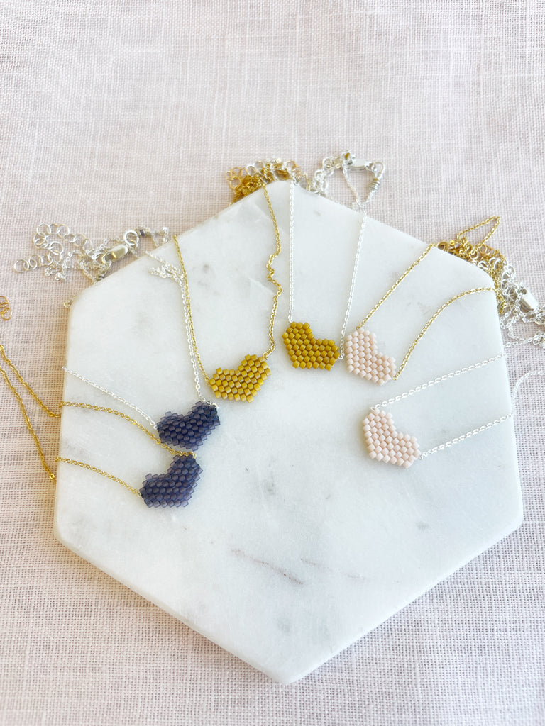 The Beaded Heart Necklace // Neutrals-Necklace-Betina Roza