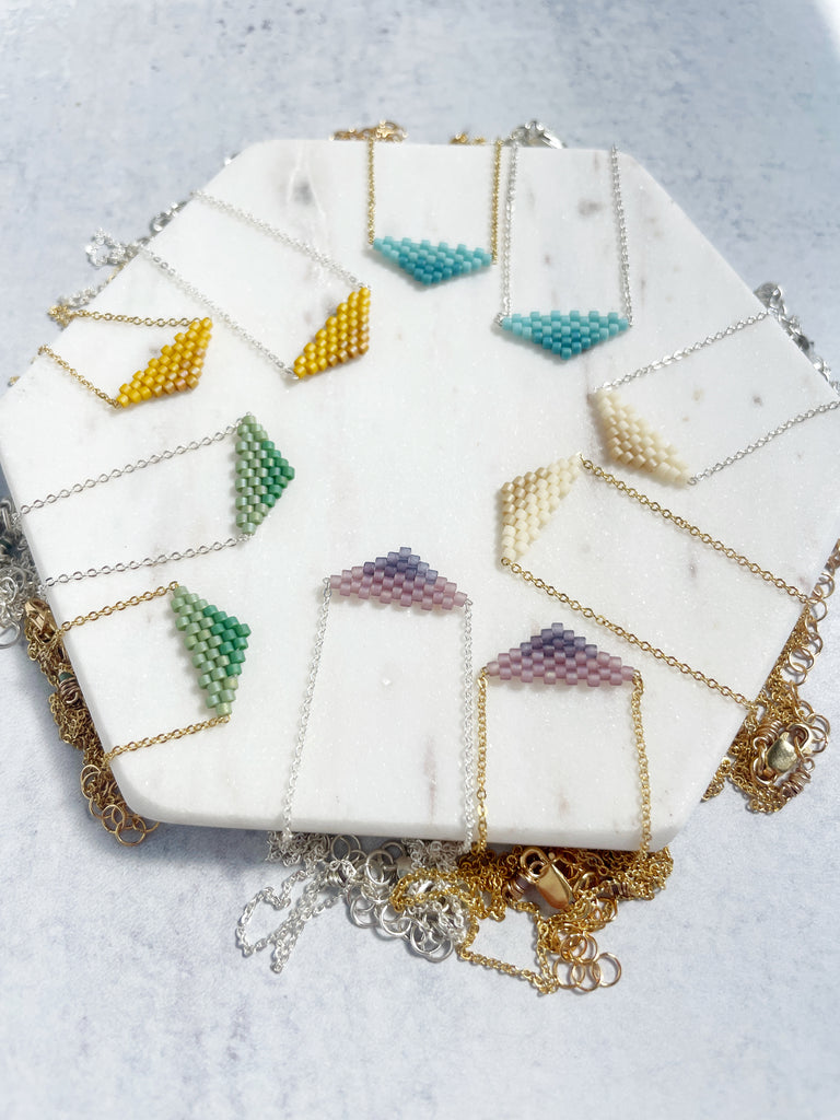 Two Tone Beaded Triangle Necklace-Necklace-Betina Roza