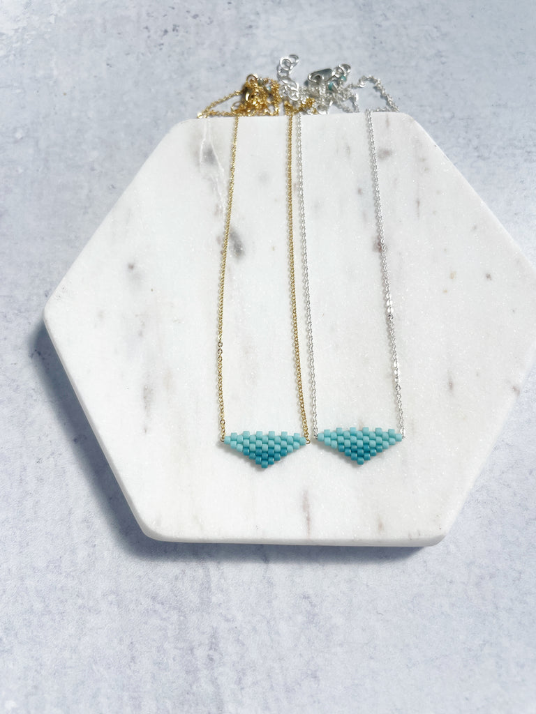 Two Tone Beaded Triangle Necklace-Necklace-Betina Roza