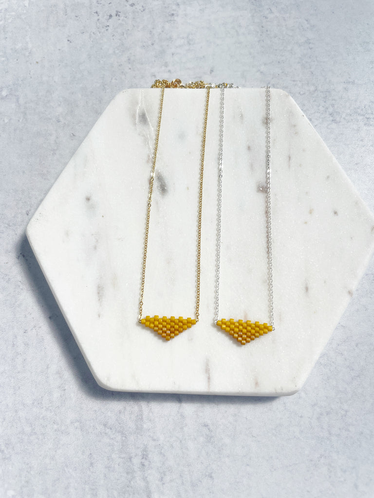 Two Tone Beaded Triangle Necklace-Necklace-Betina Roza