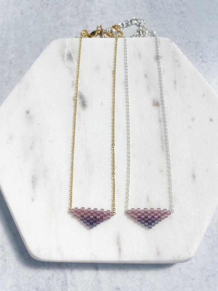 Two Tone Beaded Triangle Necklace-Necklace-Betina Roza