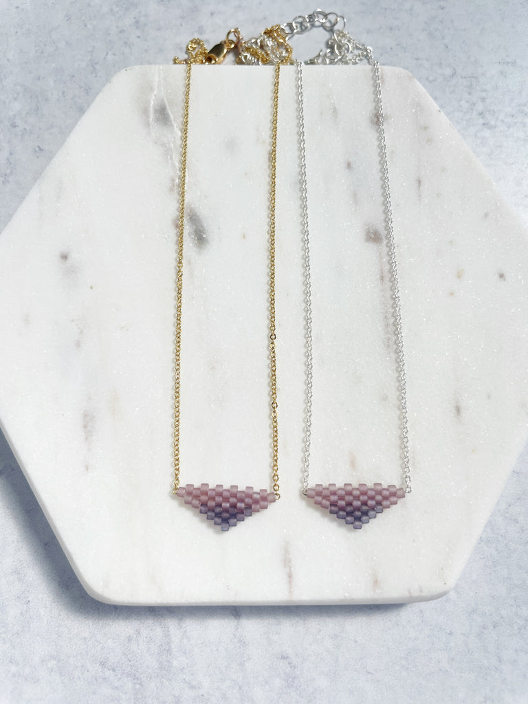 Two Tone Beaded Triangle Necklace-Necklace-Betina Roza