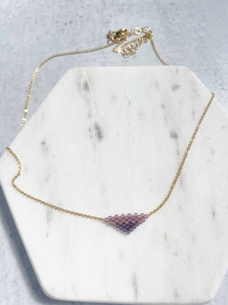 Two Tone Beaded Triangle Necklace-Necklace-Betina Roza