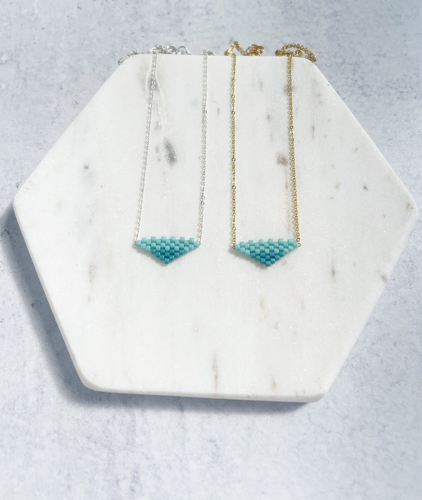 Two Tone Beaded Triangle Necklace-Necklace-Betina Roza