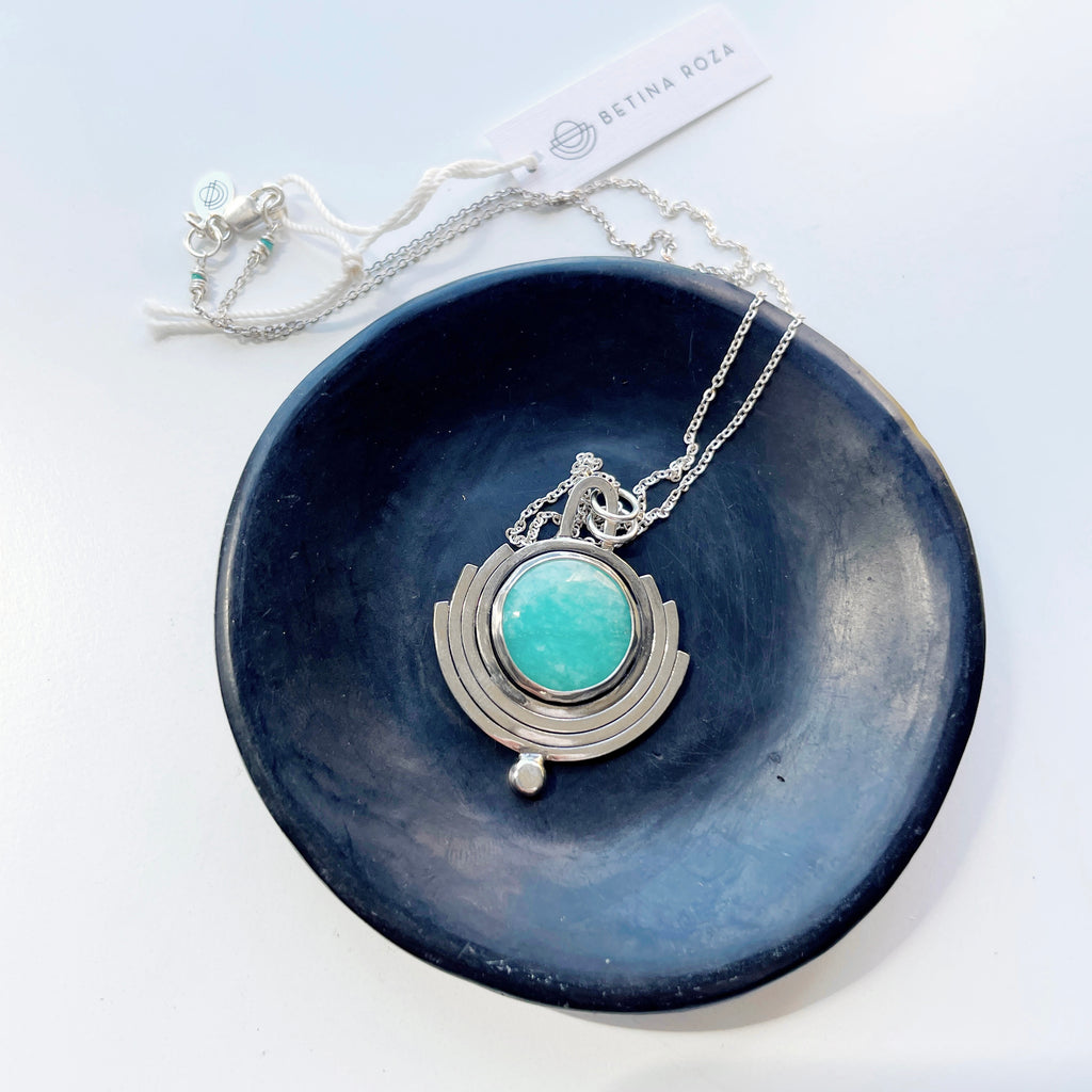 One of a kind Amazonite Silver Pendant-Necklace-Betina Roza