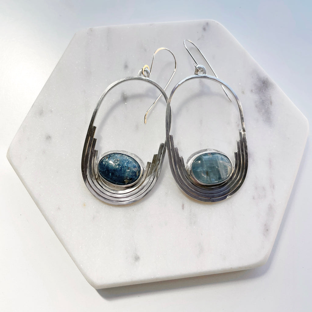 One of a kind Kyanite Silver earrings-Earrings-Betina Roza