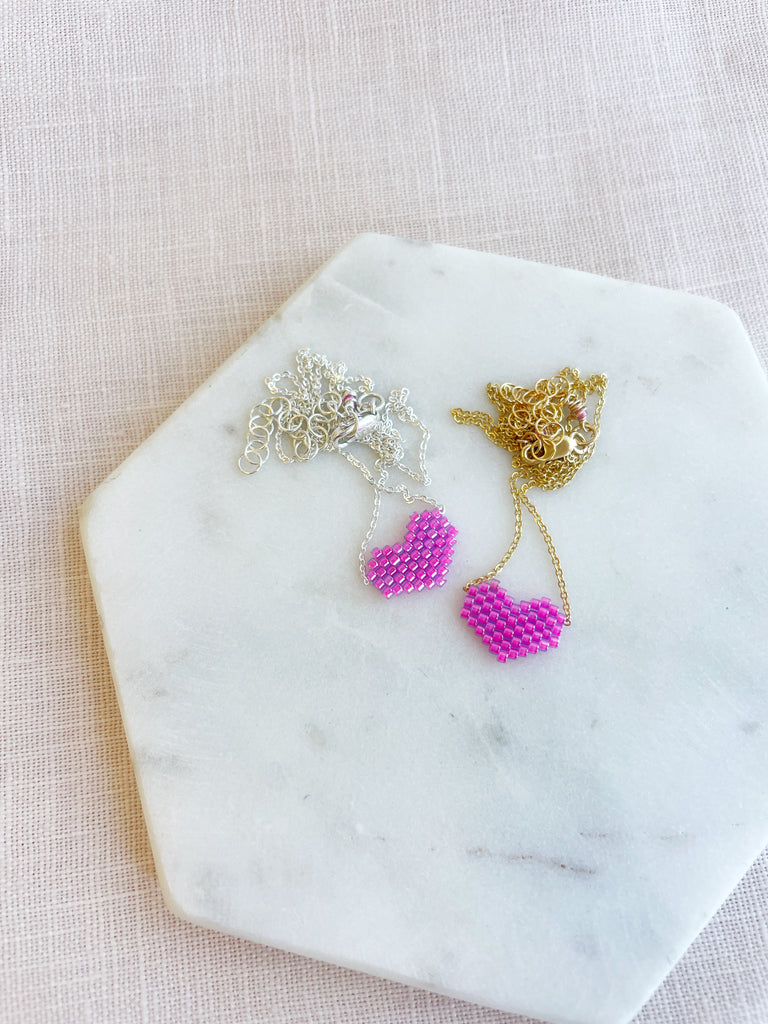 The Beaded Heart Necklace // Pinks-Necklace-Betina Roza