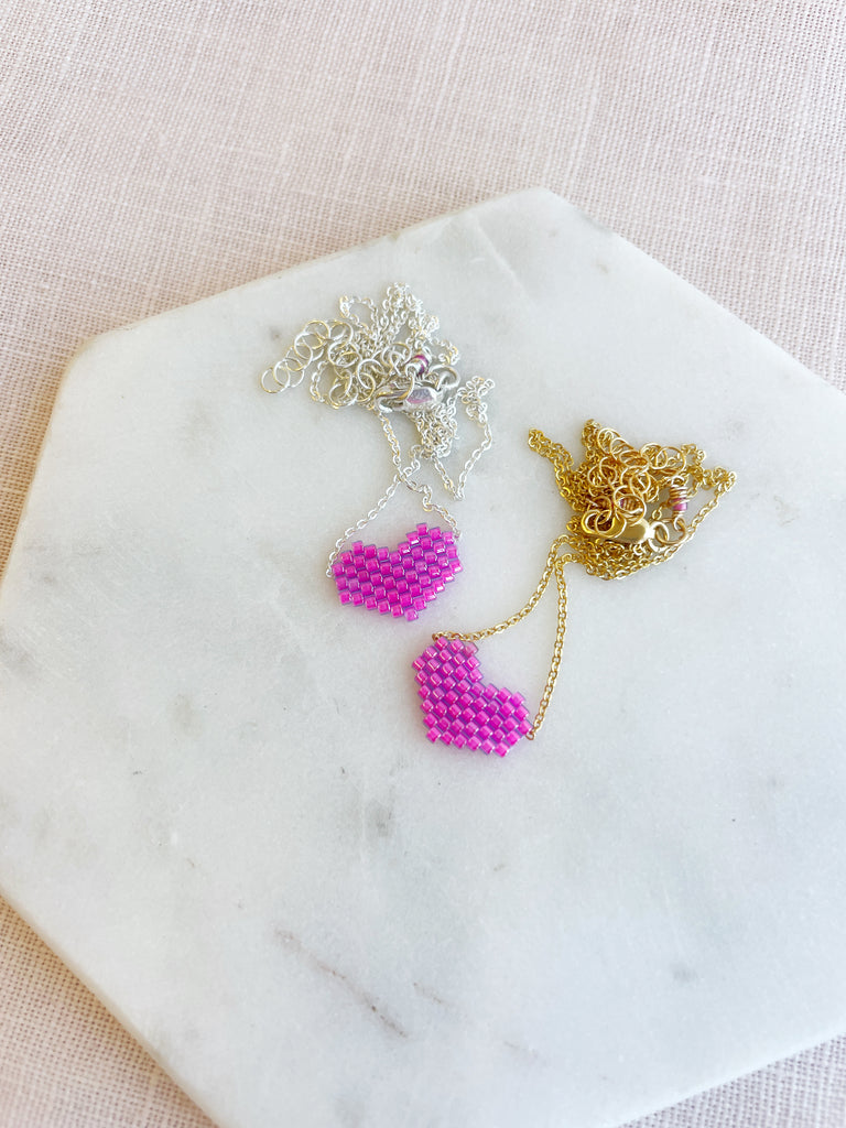 The Beaded Heart Necklace // Pinks-Necklace-Betina Roza