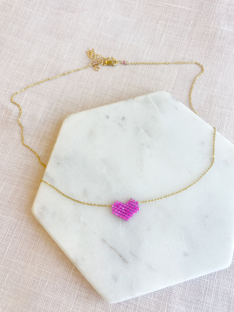 The Beaded Heart Necklace // Pinks-Necklace-Betina Roza