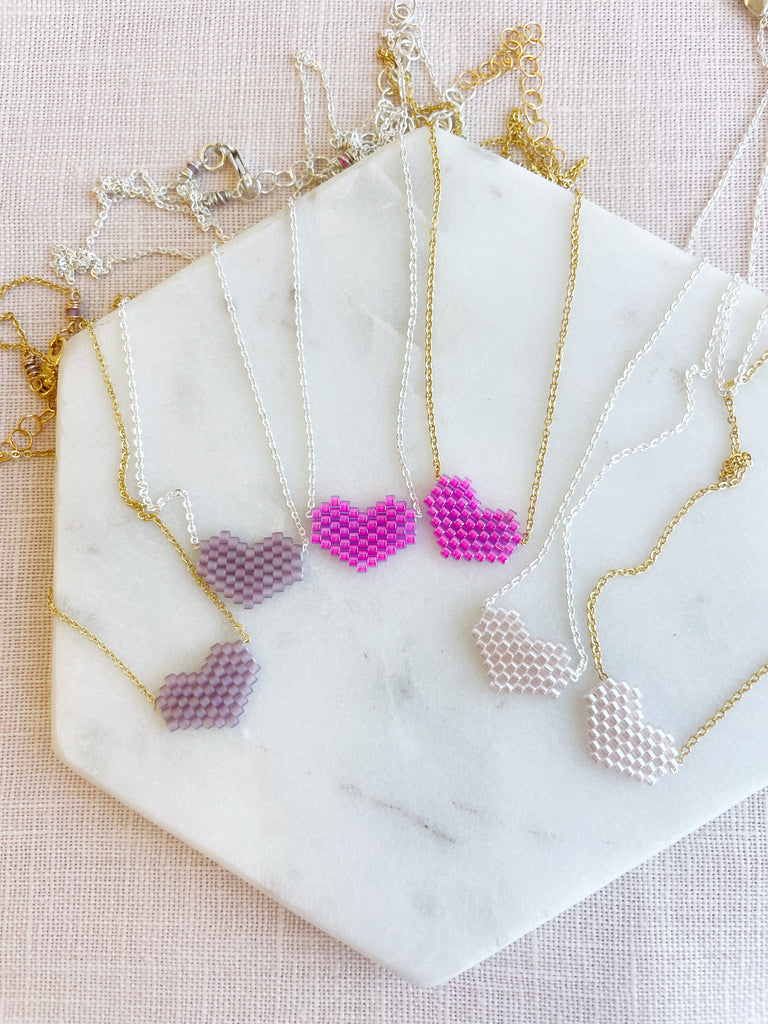 The Beaded Heart Necklace // Pinks-Necklace-Betina Roza