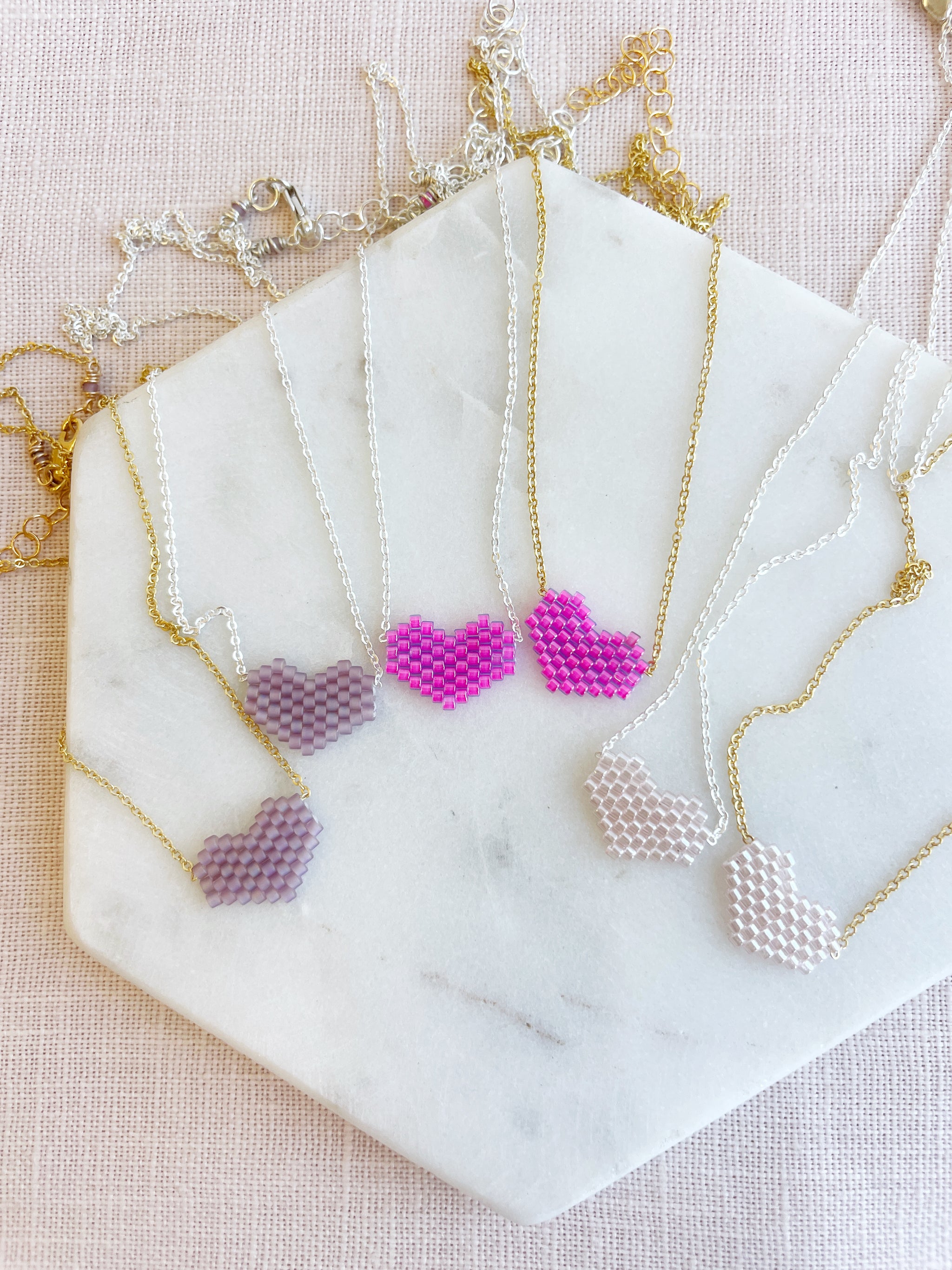 ★LECYTO★ Heartline Stone Beads NecklaceRose Pink Pink-Rhodochrosite-Bead-
