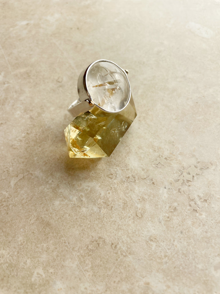 Golden Rutilated Quartz Statement Ring-Ring-Betina Roza