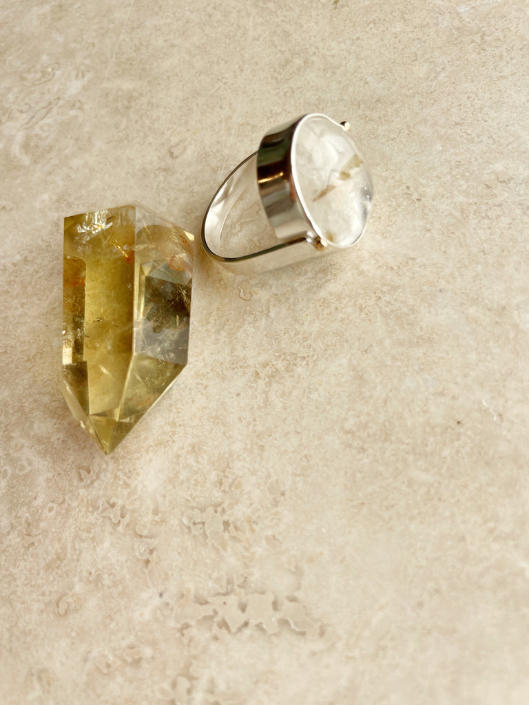 Golden Rutilated Quartz Statement Ring-Ring-Betina Roza